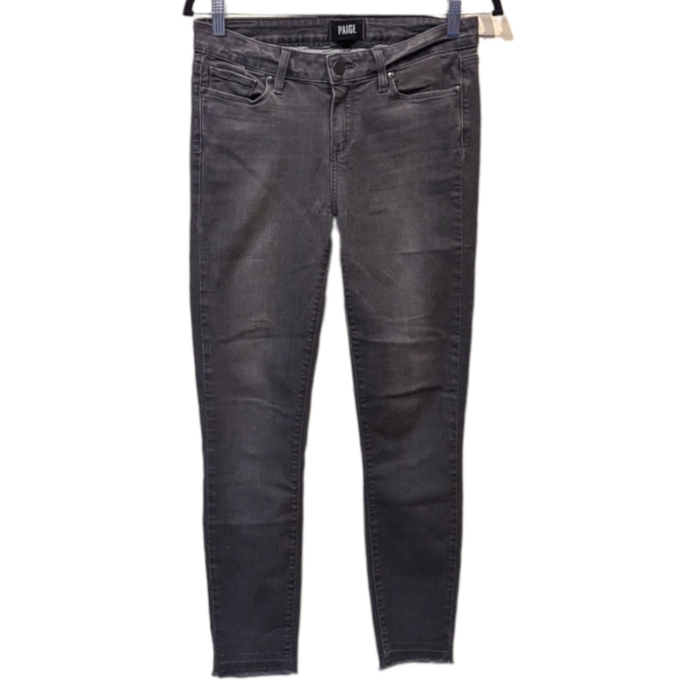 Paige Verdugo Ankle Skinny Raw Hem Women's Jeans in London Grey (29)